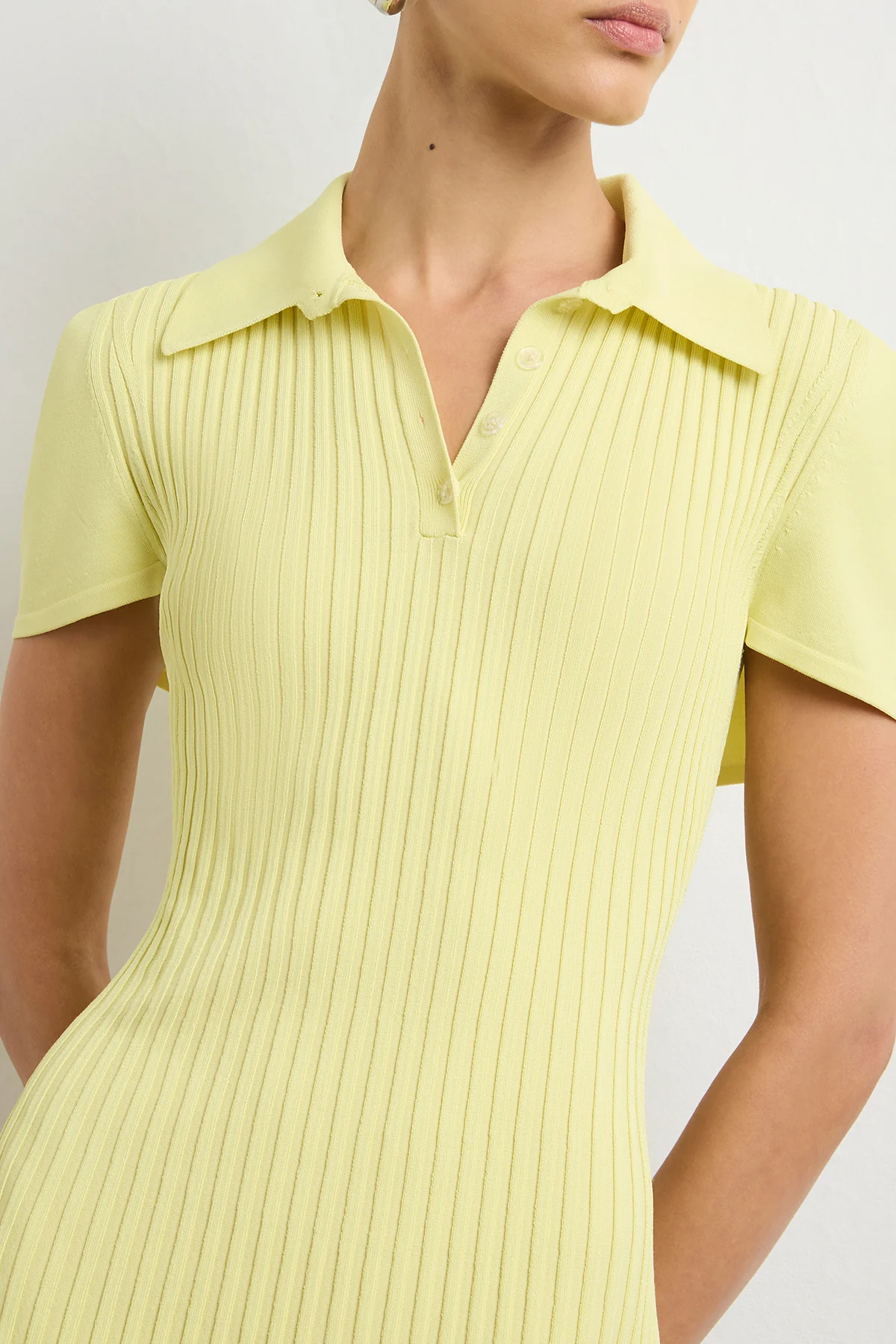 The Exclusive Alice Mini Polo Dress in Celery - Image 3