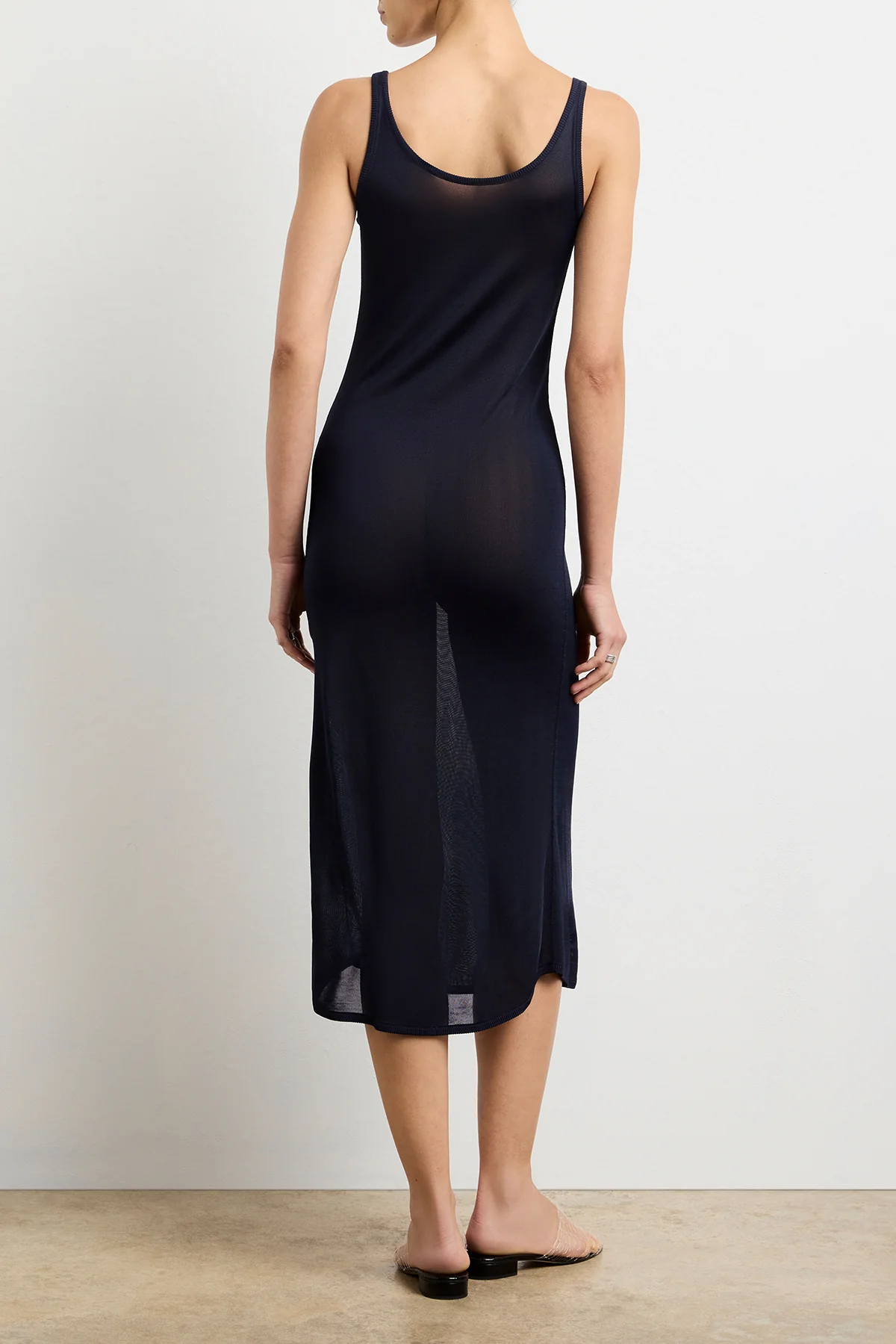 The Catherine Henley Tank Midi Dress in Navy - Image 4