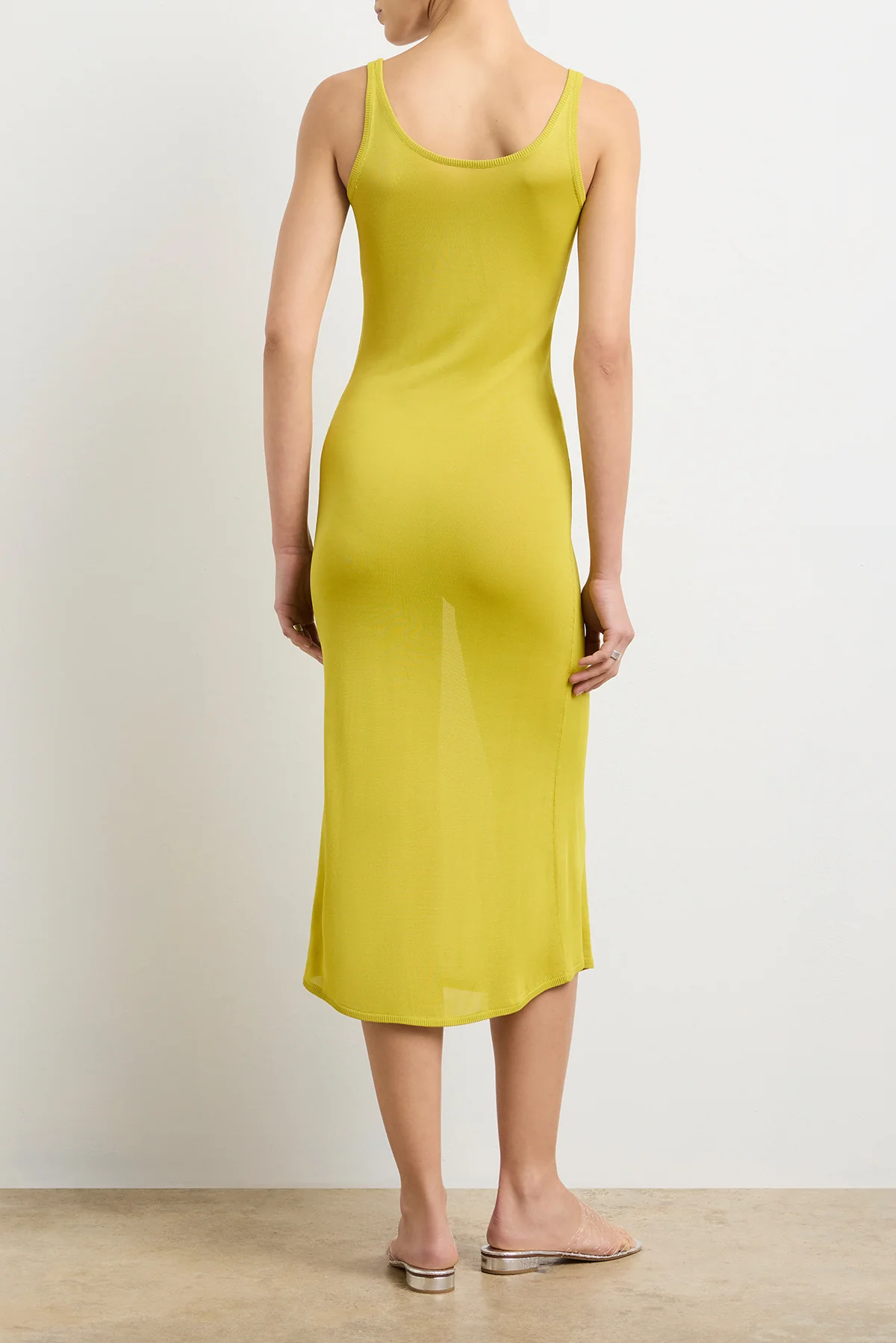 The Catherine Henley Tank Midi Dress in Olive Oil - Image 4