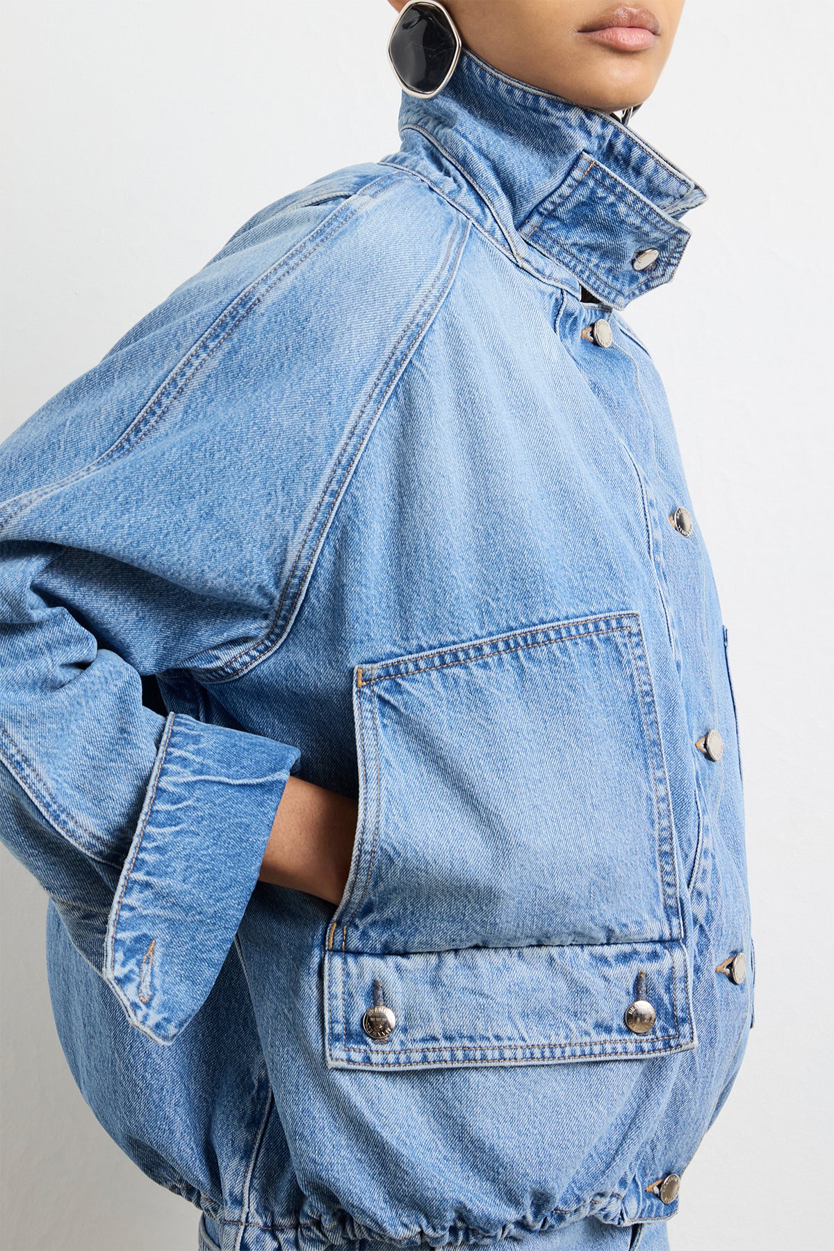 The Harper Balloon Jacket in Vintage Wash Denim - Image 4