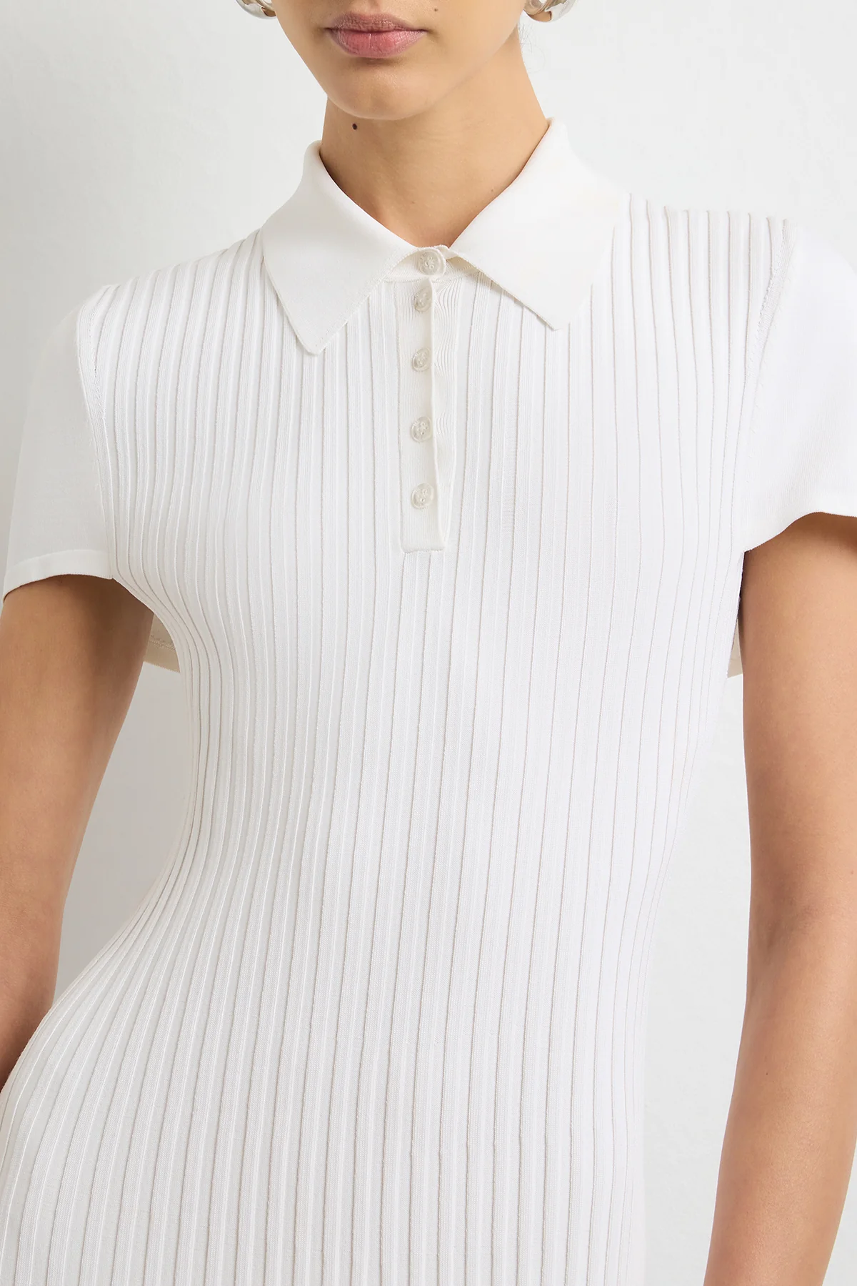The Joyce Midi Polo Dress in White - Image 5