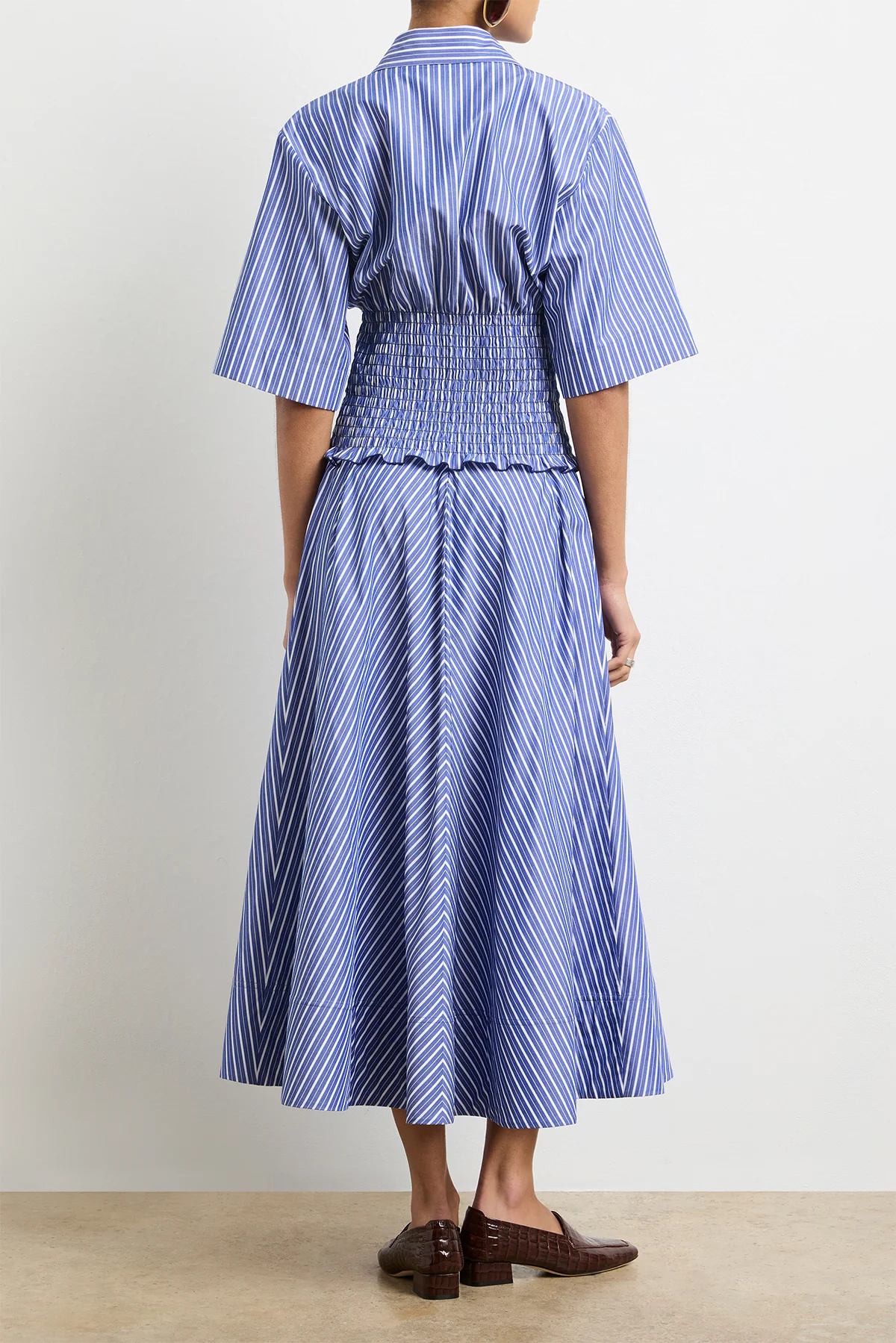 The Knox Skirt in Navy Striped Cotton - Image 3