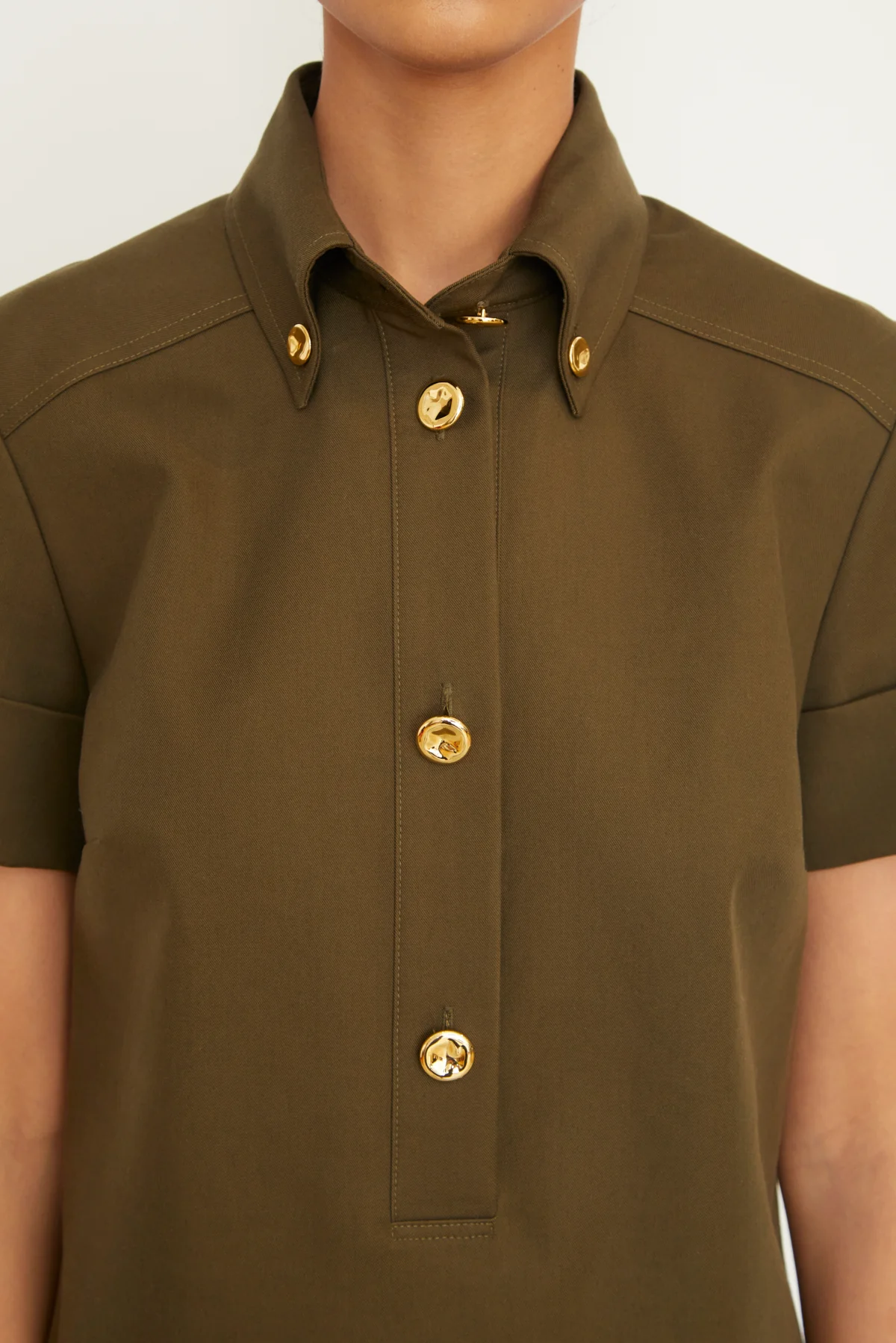 The Noelle Mini Dress in Olive - Image 6