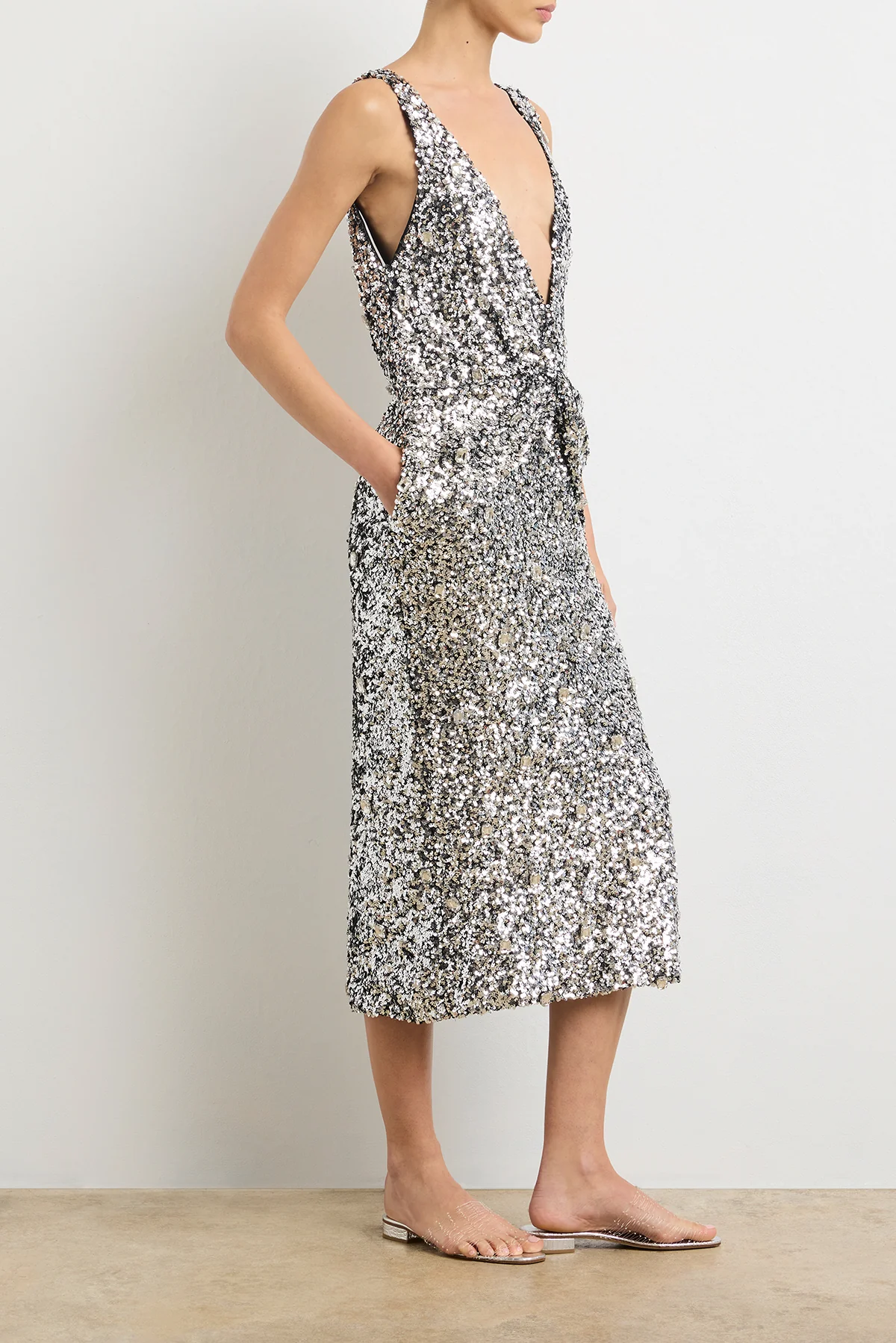 The Santha Dress in Silver Sequin - Image 4
