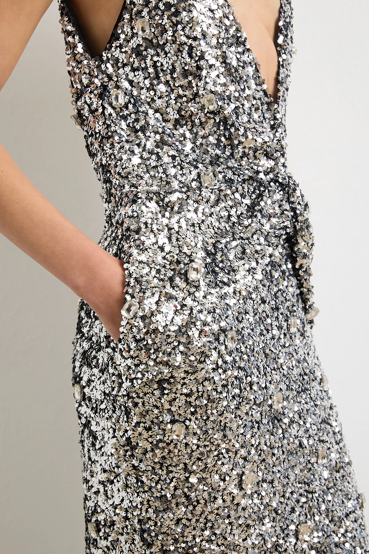 The Santha Dress in Silver Sequin - Image 6