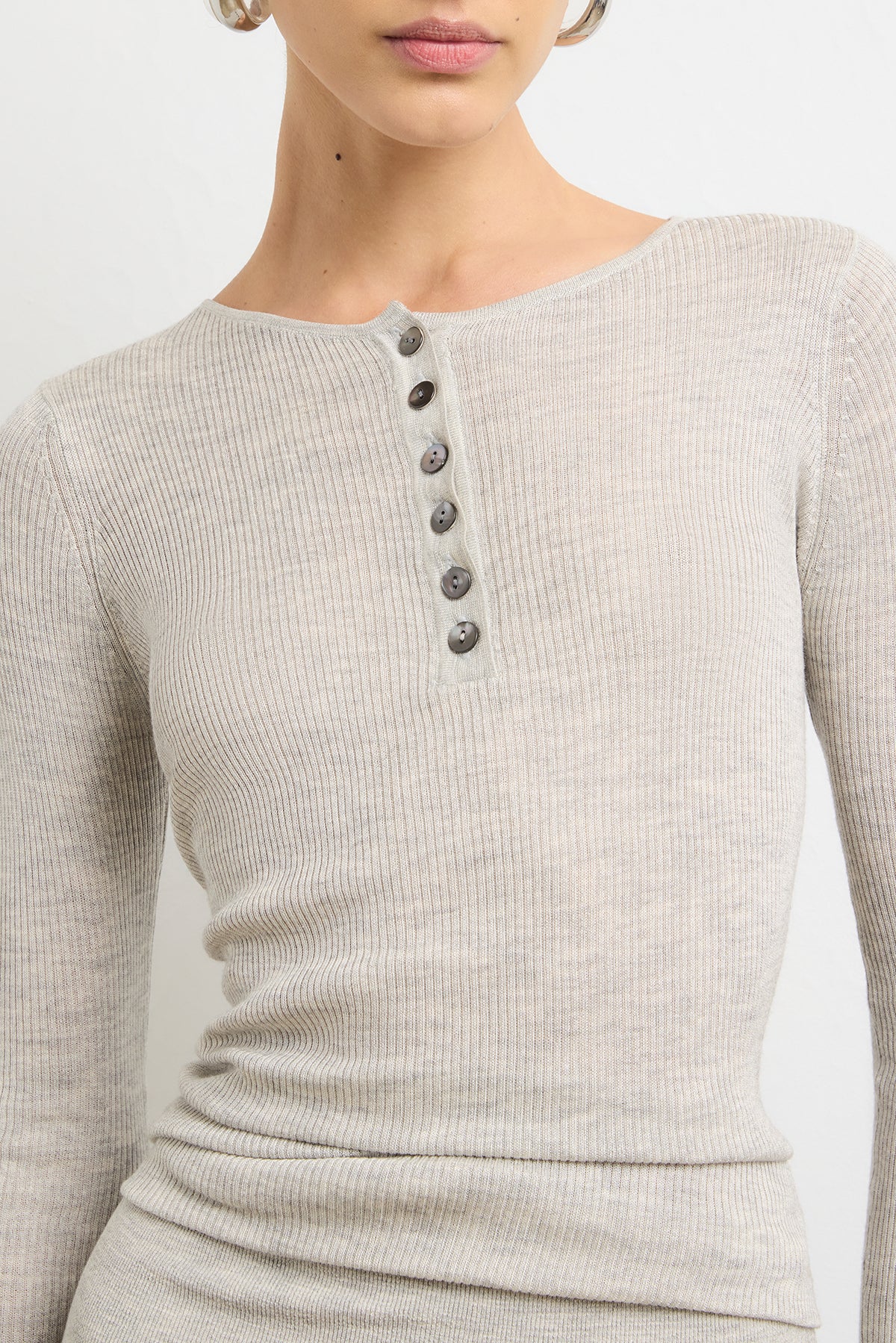 The Tilda Jersey Henley Dress in Heather Grey - Image 3